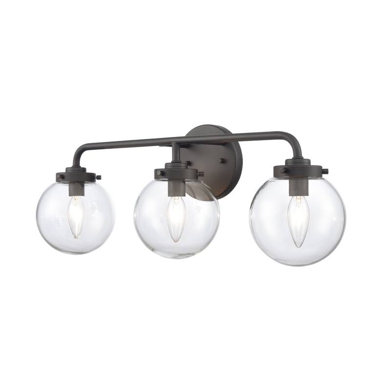 3-Light Vanity Light with Globe Glass Shade - 23.25" - Matte Black