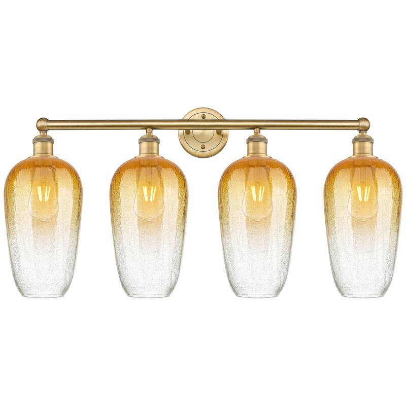 Innovations Lighting Endless Possibilities Edison - Brookhaven Flute - 4 Light 34" Bath Vanity Light - Brushed Brass/Amber