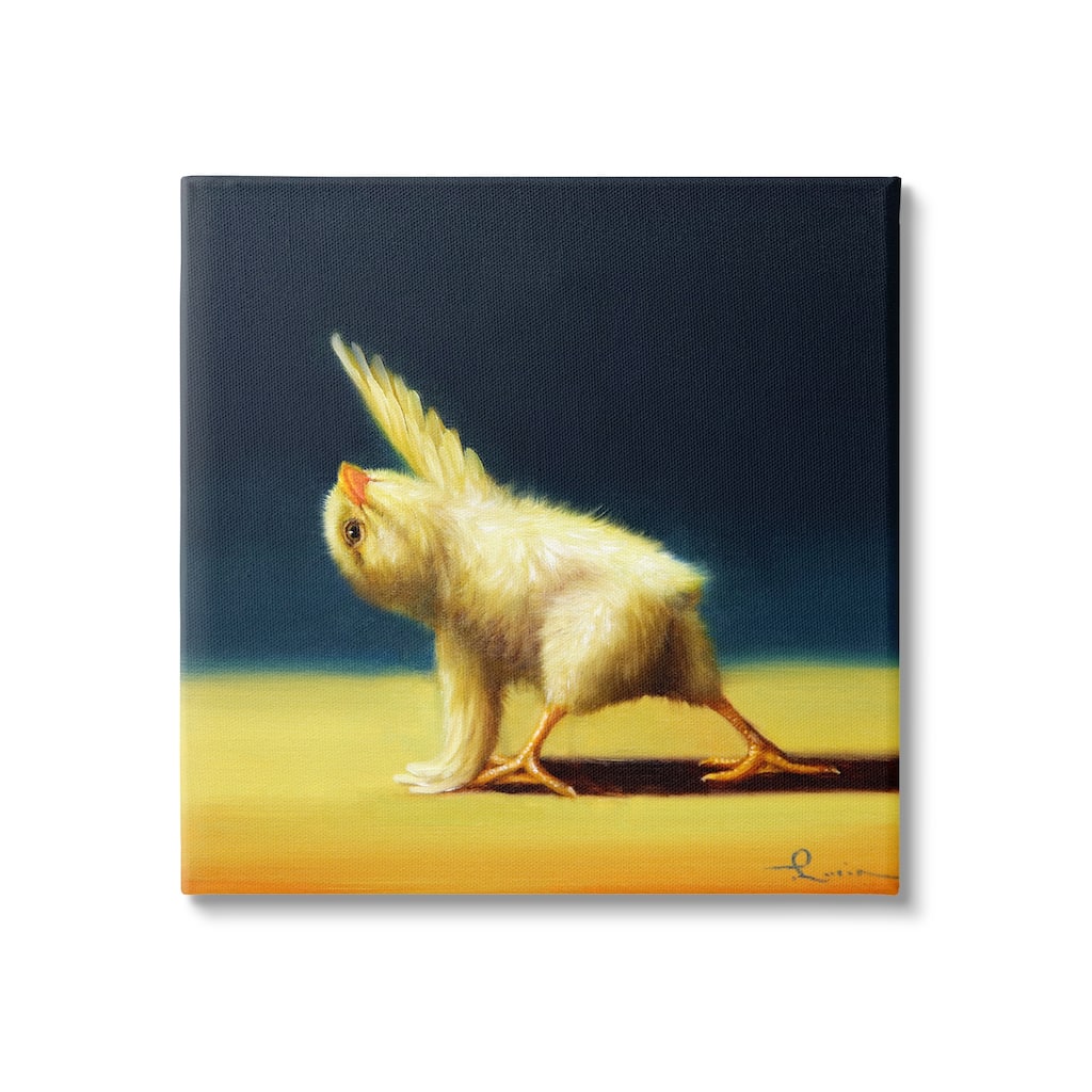 Stupell Detailed Stretching Yoga Chick Bird Painting Canvas Wall Art - Yellow