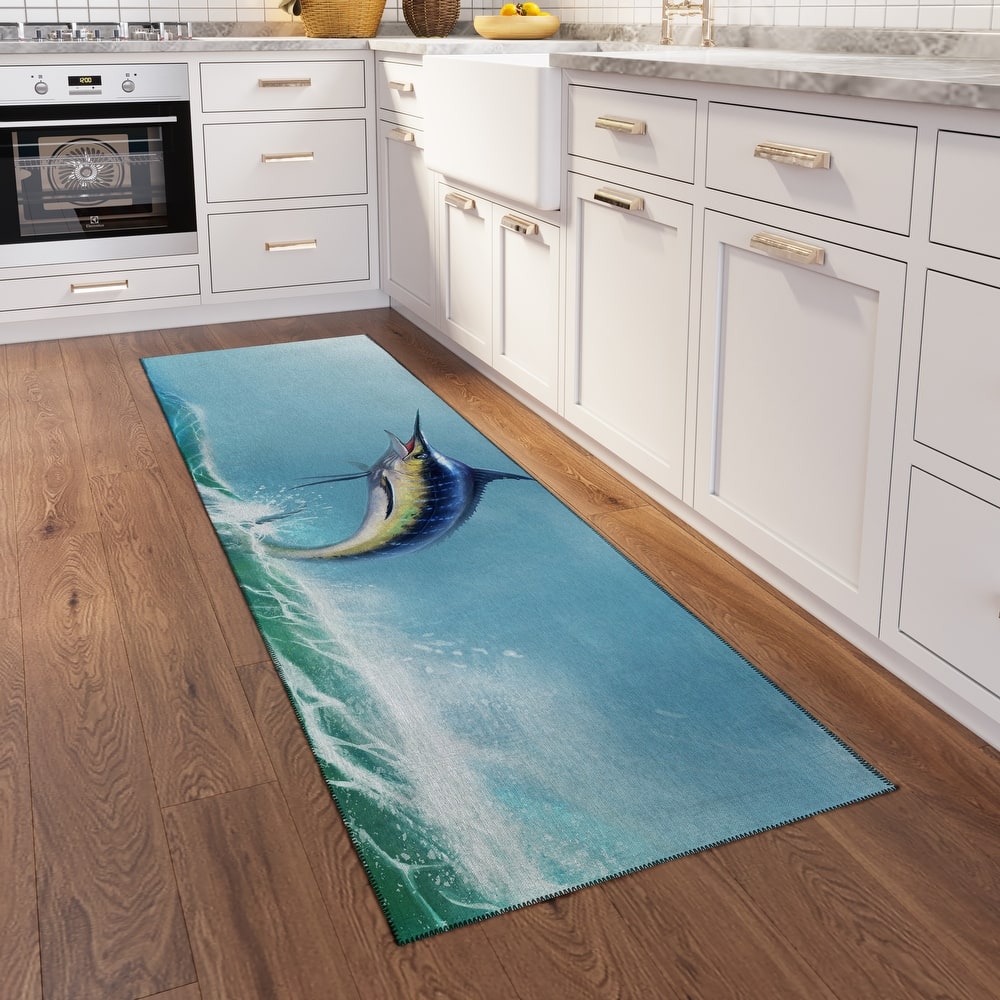 Indoor/Outdoor Harpswell Swordfish Washable Rug