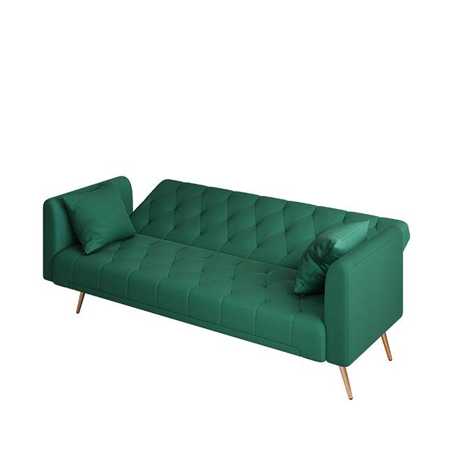71" Velvet Green Gray Double Sofa Bed