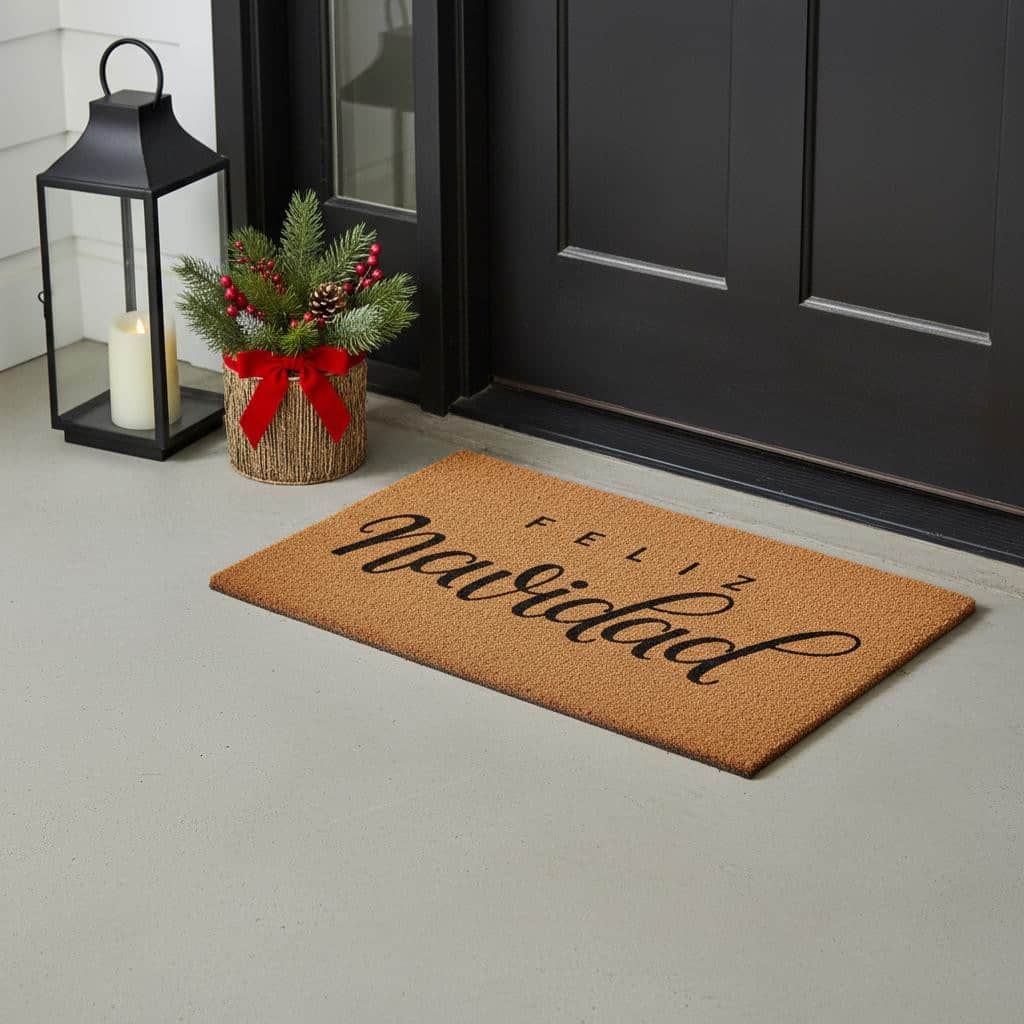 HomeRoots 17" X 29" Brown And Black Christmas Outdoor Coir Door Mat - 17.00' X '29.00