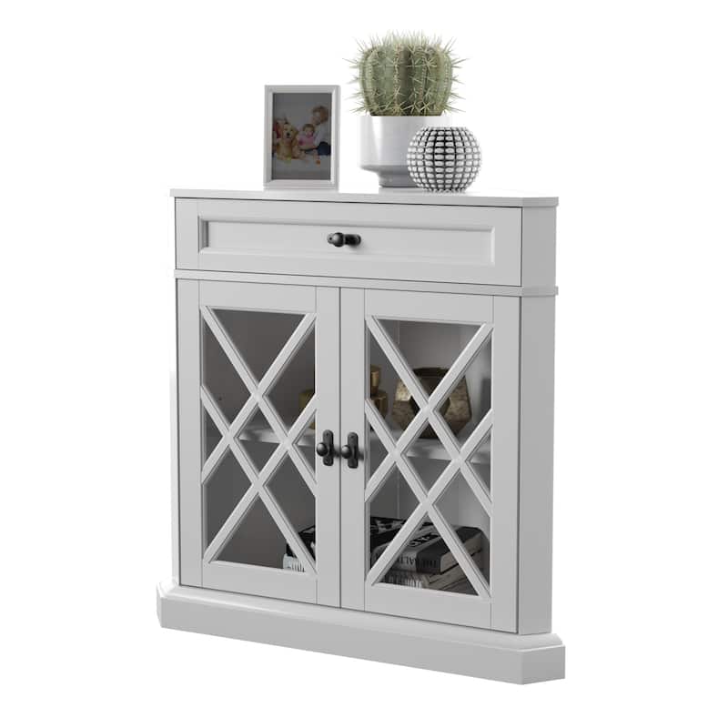 Modern Farmhouse Corner Accent Cabinet