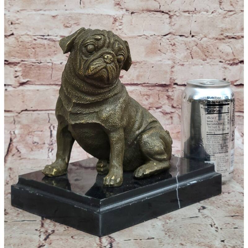 Sitting Pug Bronze Sculpture - Realistic Imitative Dog Breed Animal Art