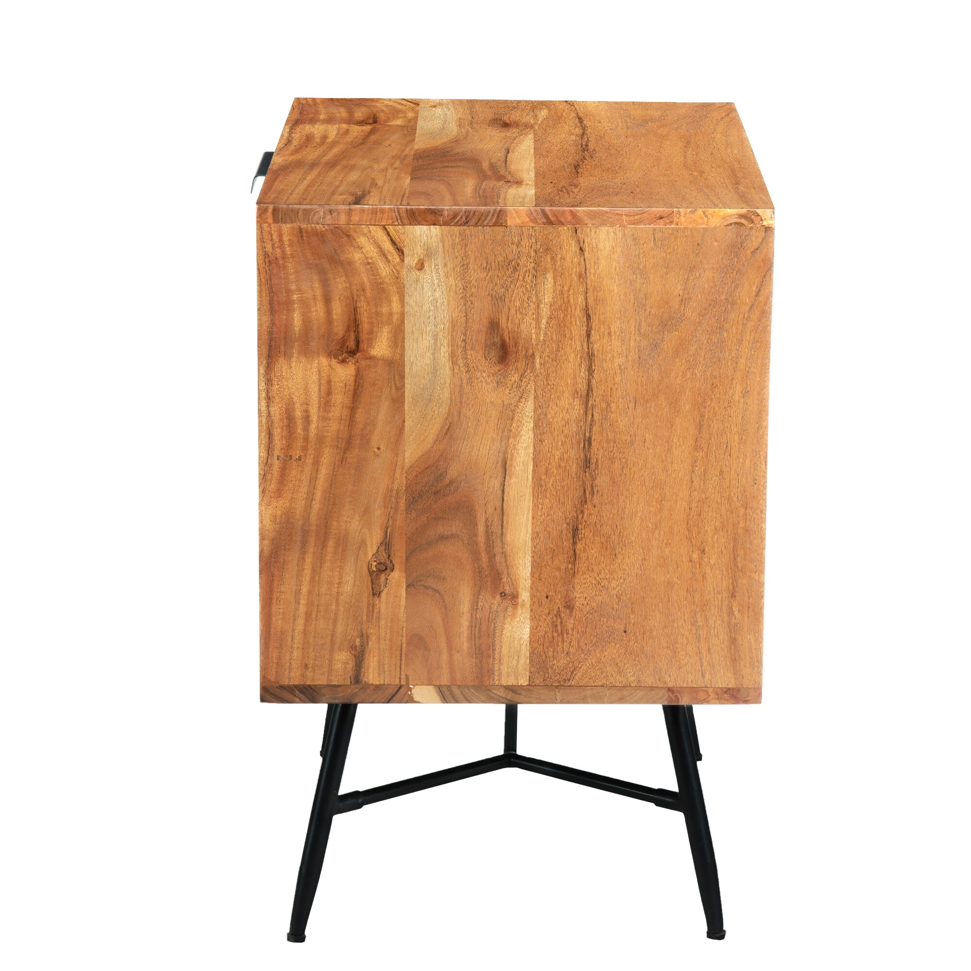 2 Drawer Wooden Nightstand With Metal Angled Legs Black And Brown On Sale Overstock 29172756