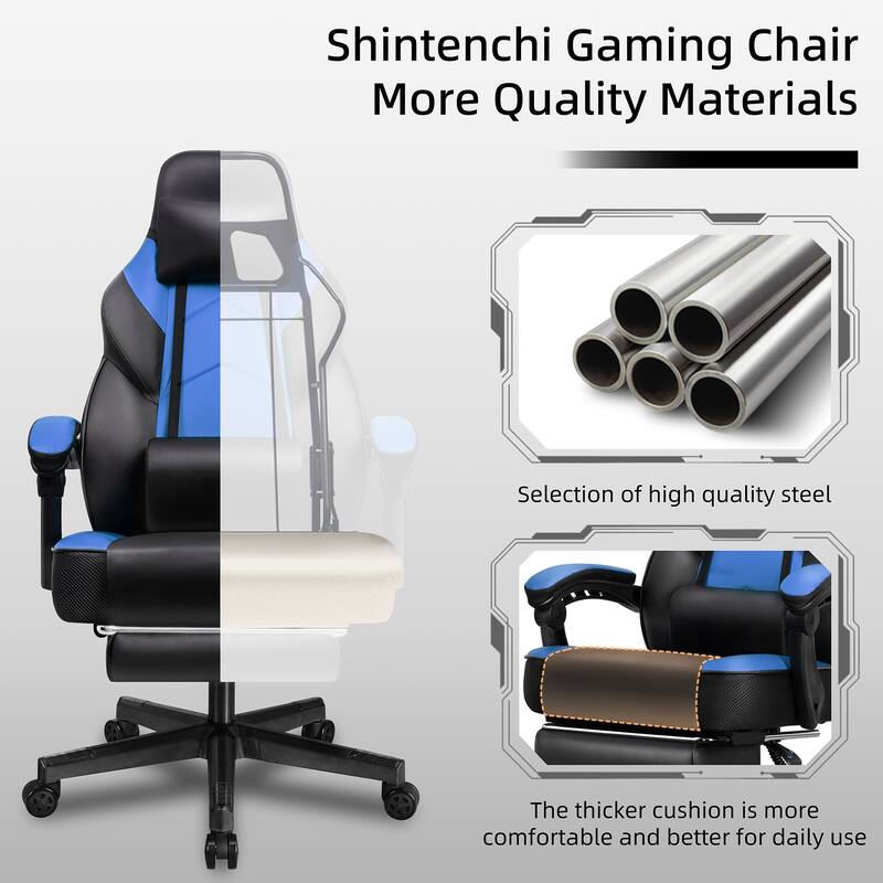 Adjustable Comfortable Game Chair Swiveling PC & Racing with Footrest