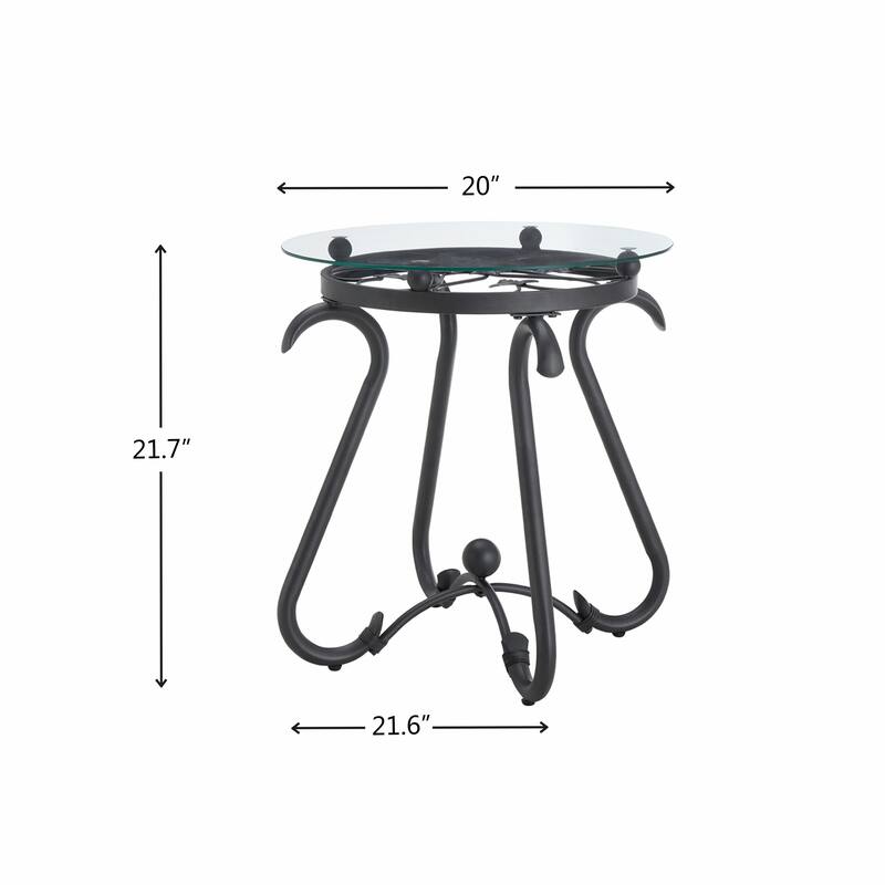 2-Piece Tempered Glass Coffee Table Set - Round End Side Table with Sturdy Construction"
