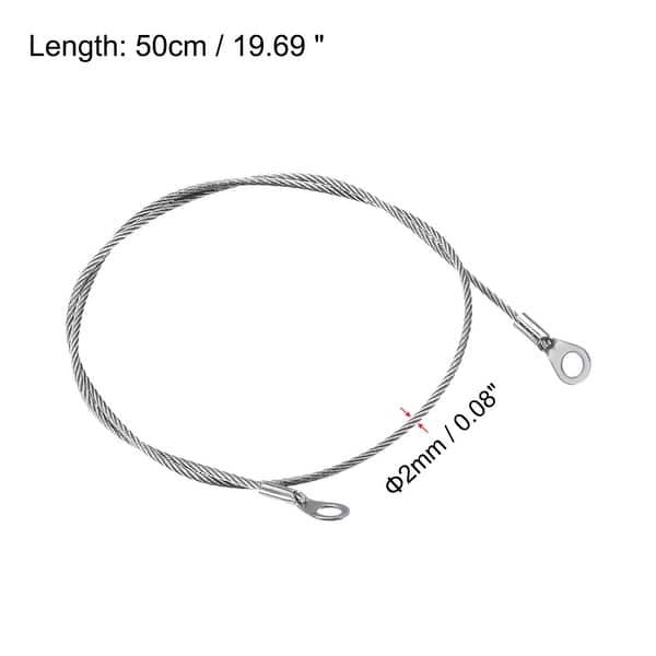 Stainless Steel Lanyard Cable Eyelets Ended Security Wire Rope with Key Rings Keychain Silver