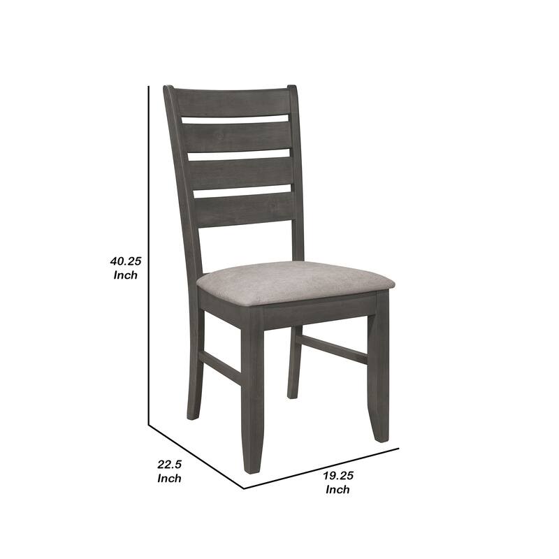 Lyla 19 Inch Side Chair, Set of 2, Ladderback Style, Rustic Gray Wood