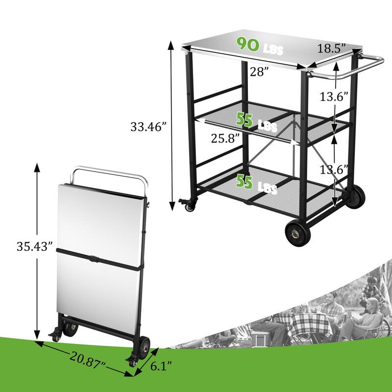 VEIKOUS Outdoor Patio Grilling Backyard BBQ Grill Cart with Stainless Steel Top