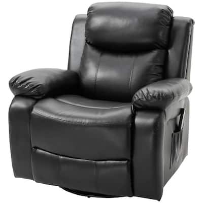 Adjustable Black Faux Leather Remote Massage Recliner Chair w/ Footrest - 34.25"W x 38.25"D x 41"H
