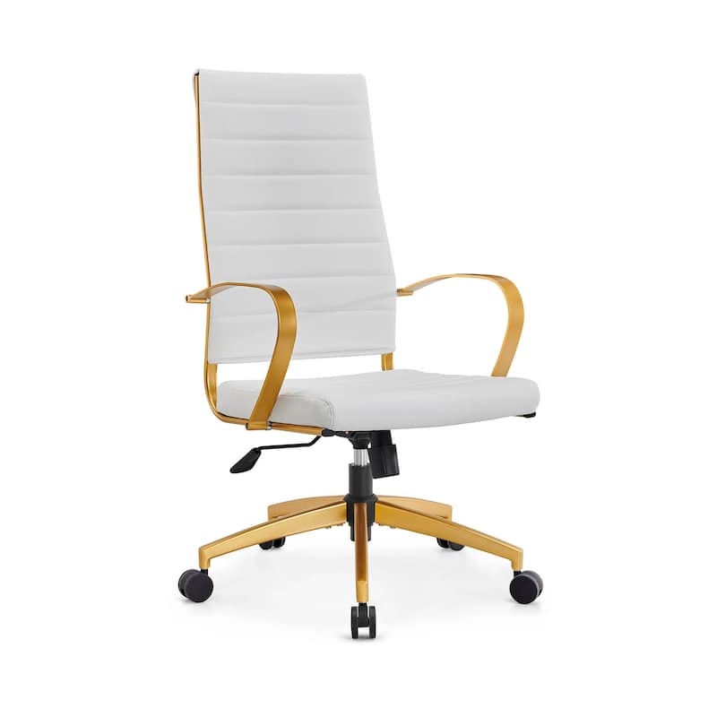 LUXMOD® Office Chair Faux Leather Silver Frame Adjustable and Swivel