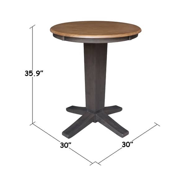 30 in Solid Wood Round Top Counter Height Pedestal Dining Table - Bed ...