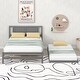 preview thumbnail 2 of 32, Full Size Platform Bed with Adjustable Trundle, Headboard for Added Stability, Pine Wood and MDF Construction, Grey