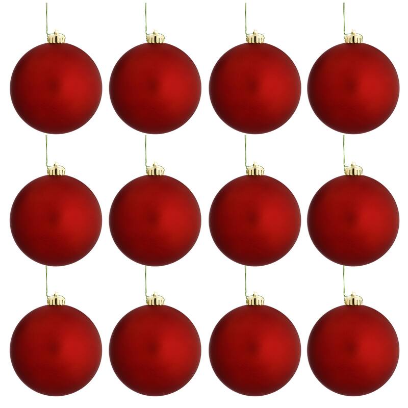 80mm Wired Shatterproof Plastic Matt Ball Ornament Set of 12