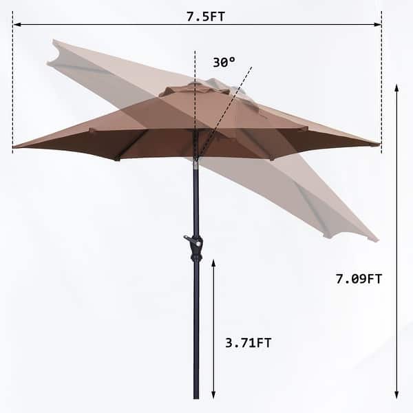 dimension image slide 4 of 17, Autlaycil 7.5FT Patio Umbrella with Tilt and Crank