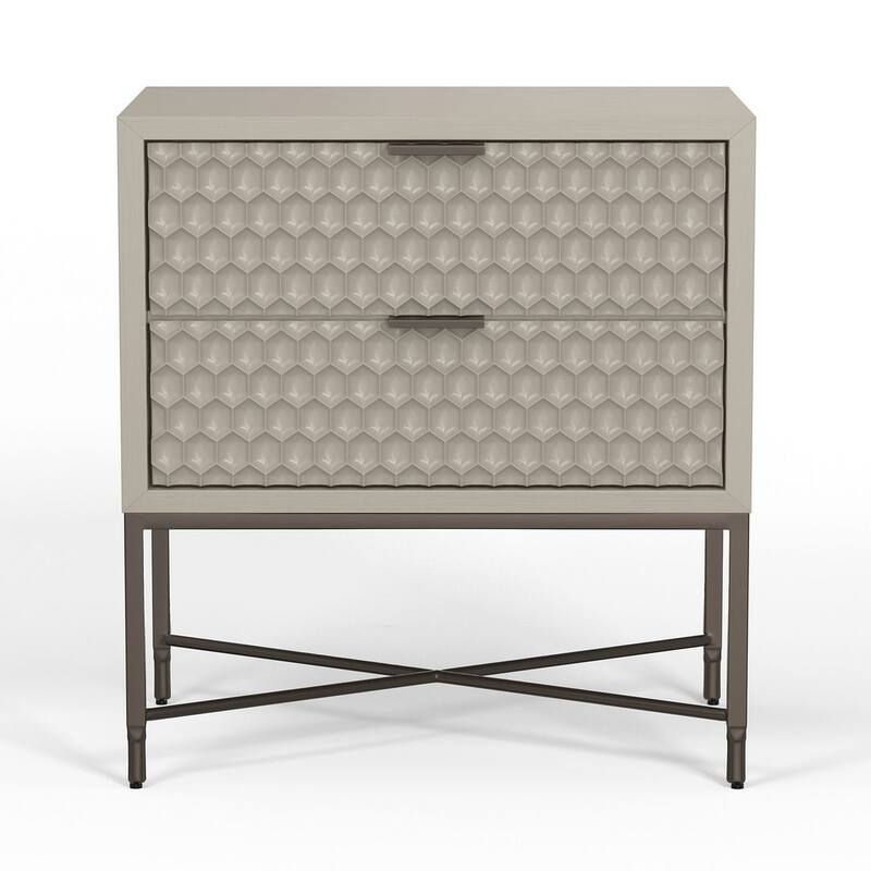 Origins by Alpine Milo 2 Drawer Nightstand in Taupe