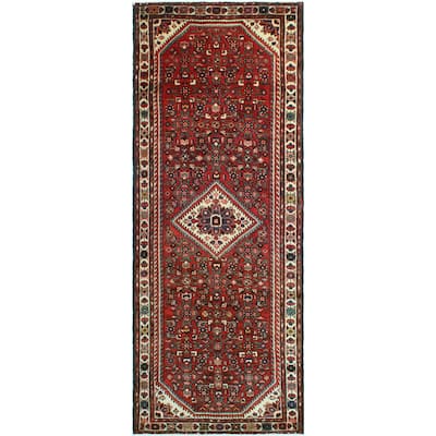 Fine Vintage Distressed Penleigh Red/Ivory Runner - 3'5" x 9'8"