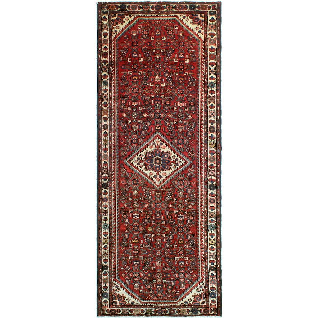 Fine Vintage Distressed Penleigh Red/Ivory Runner - 3'5" x 9'8"
