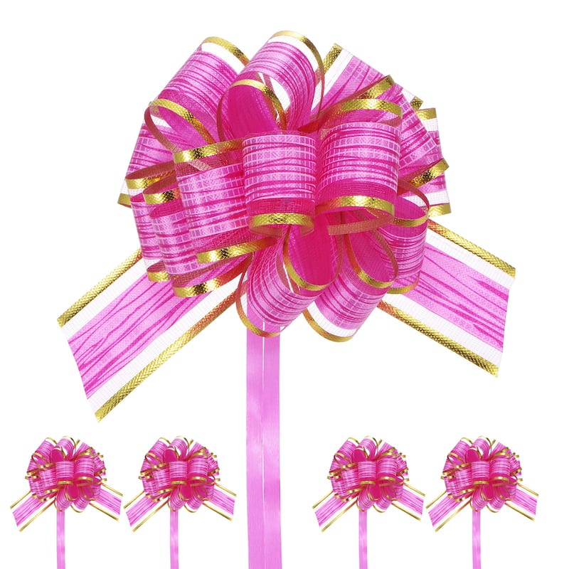 10pcs Large Pull Bow 6 Inch Flower Bows for Wedding Baskets - 6 Inch - Rose Red