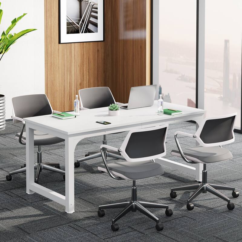 70.9" Rectangle Conference Meeting Table - White-63"W