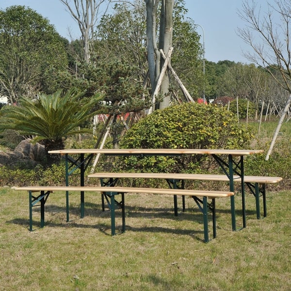 slide 2 of 7, Outsunny Wooden Indoor/ Outdoor Folding Picnic Table Set