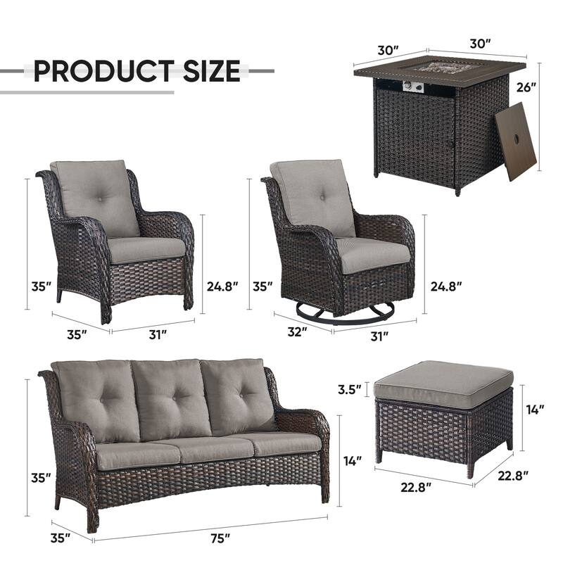 Gymojoy Outdoor Patio Funiture Set with Fire Pit Table