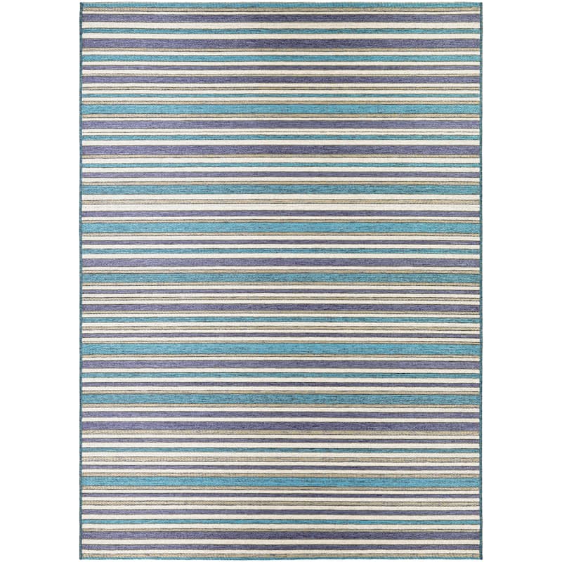 Dream Decor Rugs Vector Mendocino Indoor Outdoor Area Rug - 7'10" x 10'9" - Blue/Ivory