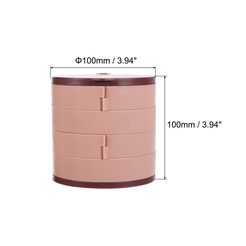 Rotating Jewelry Organizer, 4 Layer Jewelry Storage Box Mirror Style 1 - Pink
