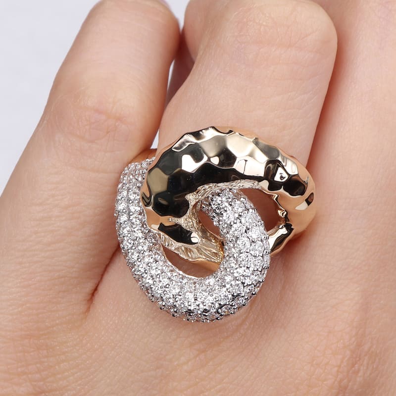 Miadora 2ct TDW Diamond Swirl Ring in 14k Yellow Gold
