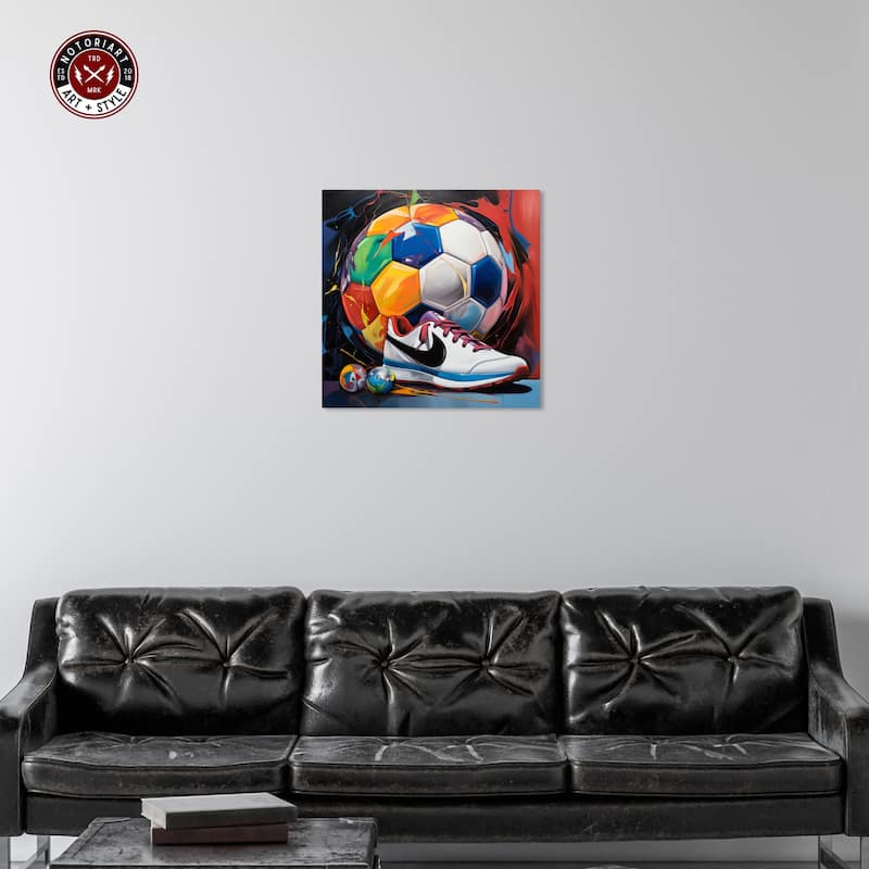 Notoriart Colorful Soccer Sneaker Splash Ii Gallery Wrapped Soccer 1 Piece Canvas Wall Art