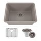 preview thumbnail 1 of 6, Lexicon Undermount Quartz 23 Inch Single Bowl Kitchen Sink Kit Galaxy Concrete