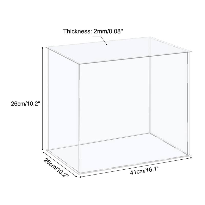 Acrylic Display Case Plastic Box Cube Storage Box Assemble Showcase - 16.1x10.2x10.2 Inch