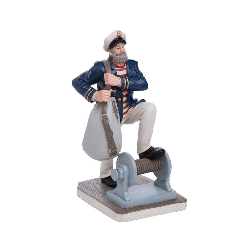 5.9" Sailing Captain Raised Knee Handcrafted Decorative Coastal Tabletop Figurine
