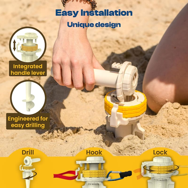 Diggo Dog Stake Beach Anchor - Dog Beach Essentials for All Dog Sizes - 1pc