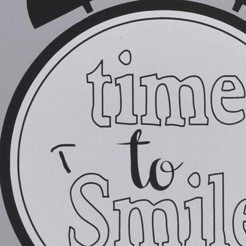 HomeRoots 16" X 16" Gray And White Time to Smile Wood Square Wall Decor