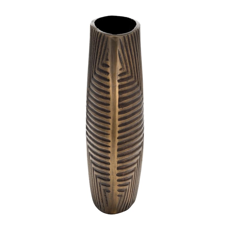Sagebrook Home Modern 12" Ribbed Metal Vase Contemporary Bronze/Copper Aluminum Decorative Table Vase