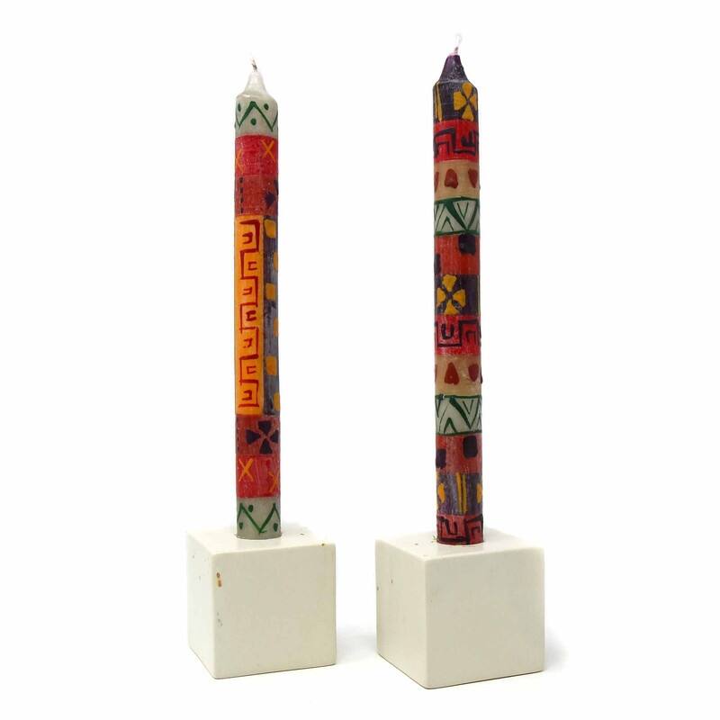 Unscented Hand-Painted Dinner Candles, Set of 2