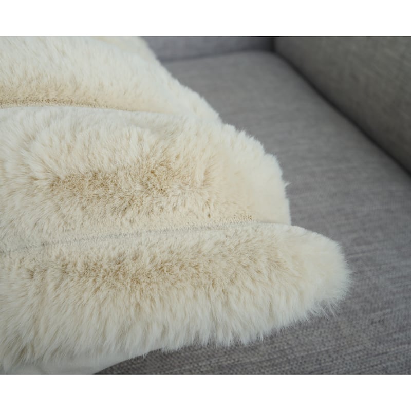Madrid Collection Ultra Soft Ribbed Faux Fur Throw Pillow