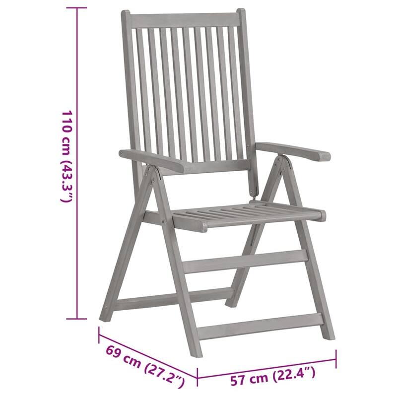 vidaXL Outdoor Recliner Chairs Patio Chair with Cushions Solid Wood Acacia