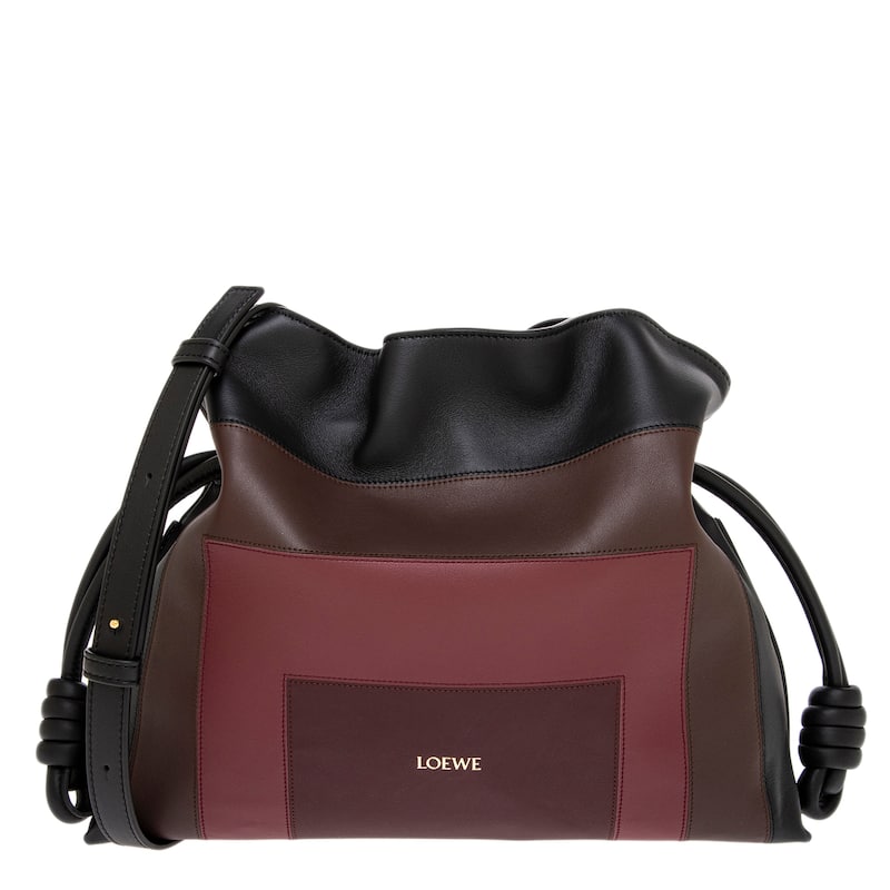 Loewe Medium Flamenco Clutch - Black with Burgundy and Maroon