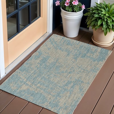 Alfo Modern Art-Inspired Weather Resistant Current & Stylish Outdoor Rug - 3' x 5'