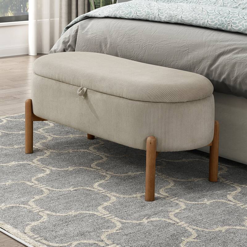 Salem 42" Corduroy Lift Top Storage Bench - Foam Cushioned Seat