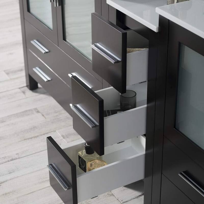 Blossom Sydney 84" Double Sink Vanity with Side Cabinets & Mirrors