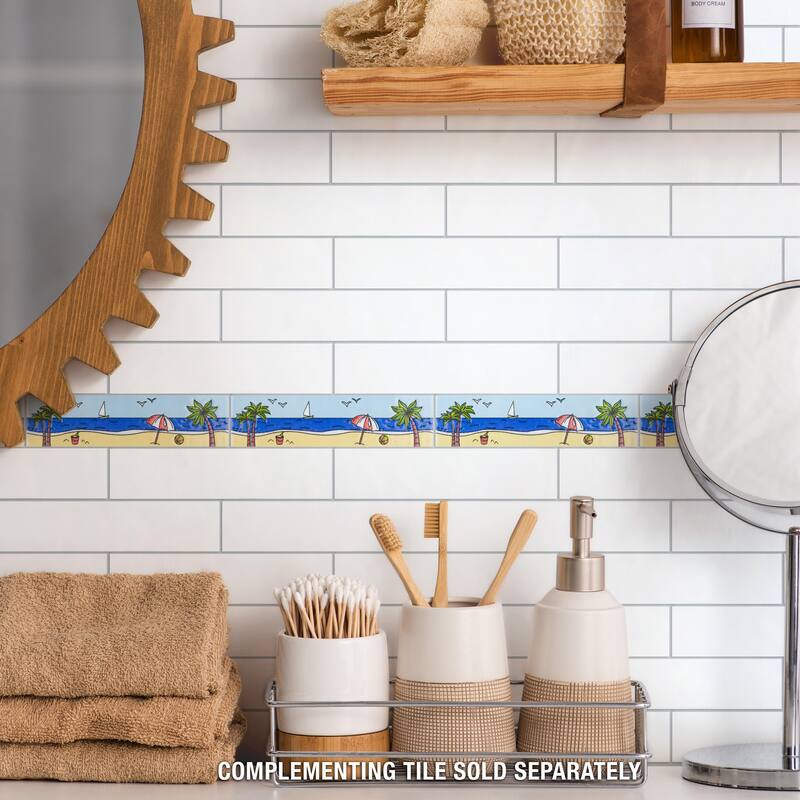Merola Tile Captain Beachy 2" x 7-7/8" Ceramic Wall Trim - (1 Tile)