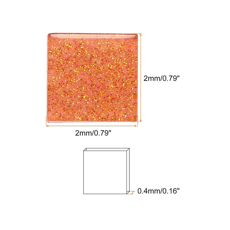 Mosaic Tiles, Glass Tiles 2 x 2cm for DIY Crafts, 50pcs 200g - Fluorescent Orange