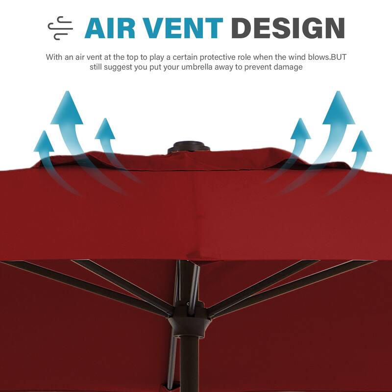 6.5*10ft Rectangular Patio Market Umbrella with Crank & Tilt, UV & Water-Resistant Canopy