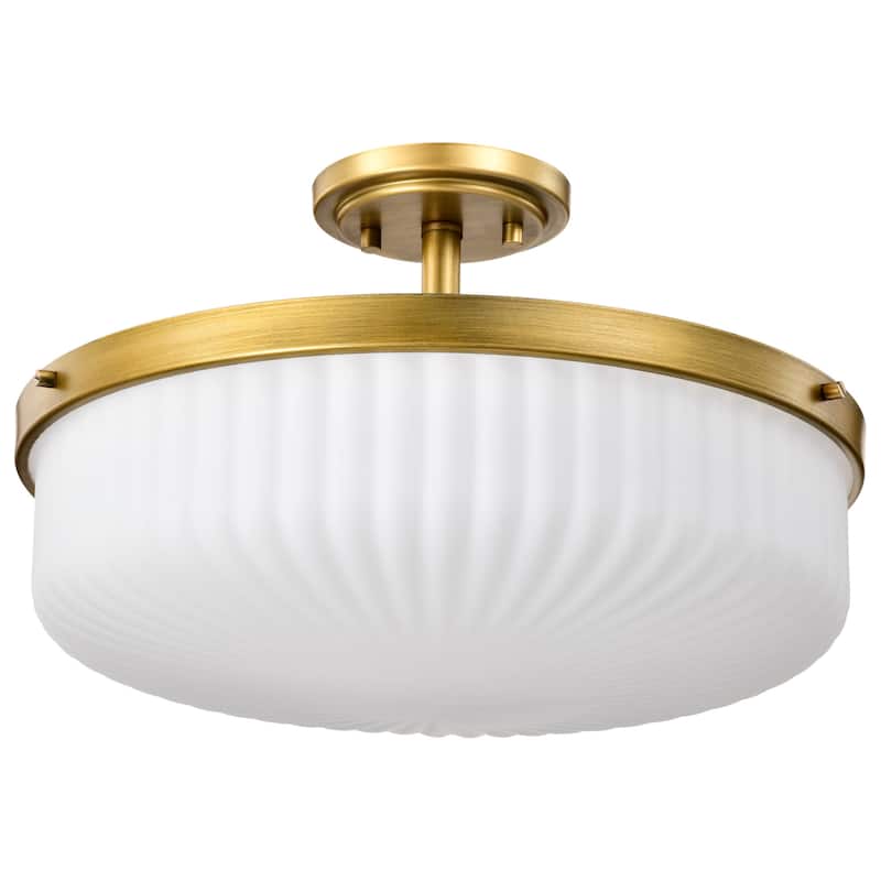 Nuvo Lighting 60/8647 Solara 3 Light 17" Wide Semi-Flush Drum Ceiling - Natural Brass