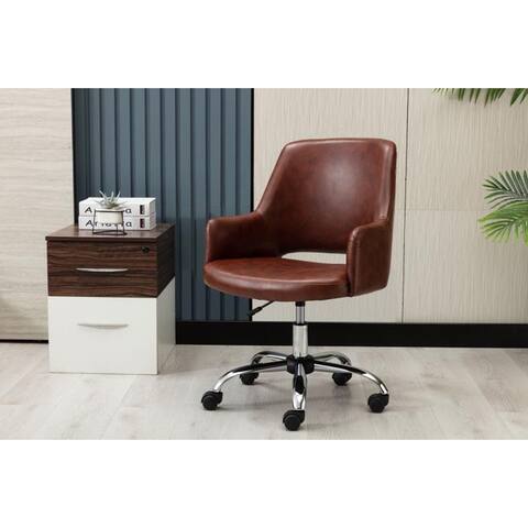 Porthos Home Maesi 360-deg Swivel Office Chair, PU Leather Upholstery