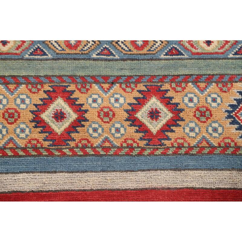 Striped Kazak Runner Rug Handmade Wool Carpet - 2'8" x 9'5"